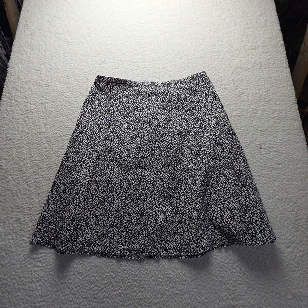Valerie Stevens Skirt Womens Plus 1X Black Geometric A-Line Midi Stretch Casual